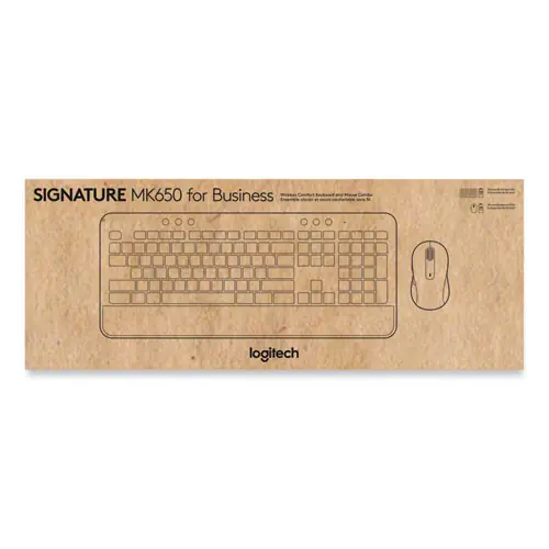 Logitech® Signature MK650 Wireless Keyboard and Mouse Combo for Business, 2.4 GHz Frequency/32 ft Wireless Range, Off White