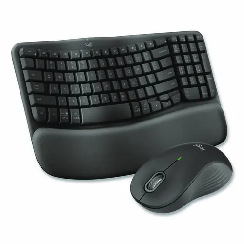 Logitech® Wave MK670 Wireless Ergonomic Keyboard and Signature M550L Mouse Combo, 2.4 GHz, 33 ft Wireless Range, Graphite