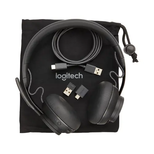 Logitech® Zone Wireless Plus MSFT Binaural Over The Head Headset, Black