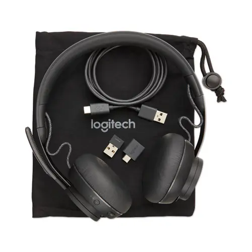 Logitech® Zone Wireless Plus UC Binaural Over The Head Headset, Black