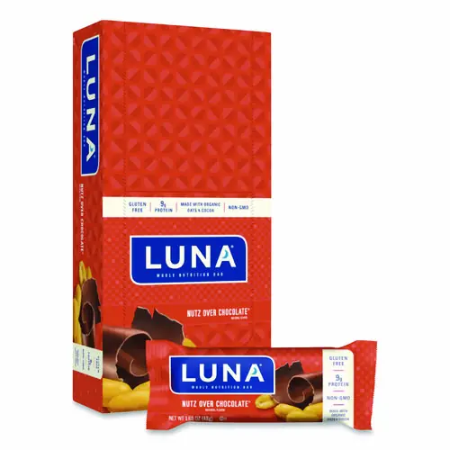 LUNA® Bar Whole Nutrition Bar - Nutz Over Chocolate, 1.69 oz, 15 Bars/Box