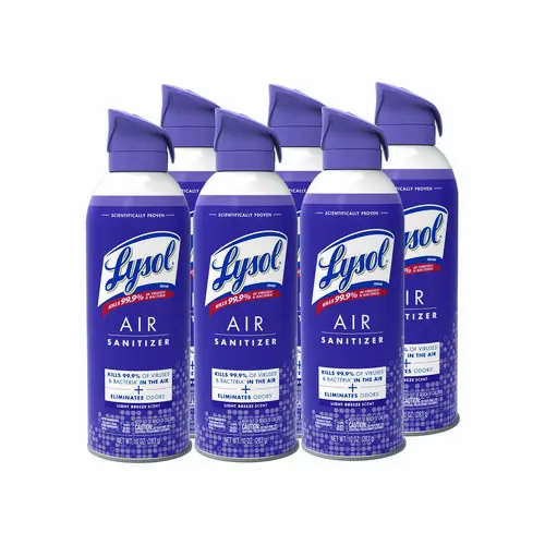 LYSOL® Brand Air Sanitizer Spray, Light Breeze Scent, 10 oz Aerosol Can, 6/Carton