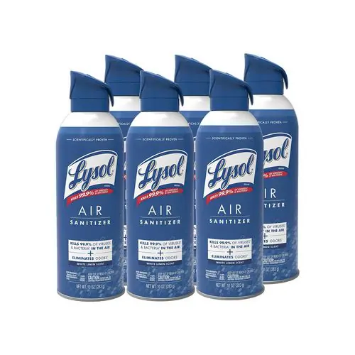 LYSOL® Brand Air Sanitizer Spray, White Linen, 10 oz, 6 Aerosol Sprays/Carton