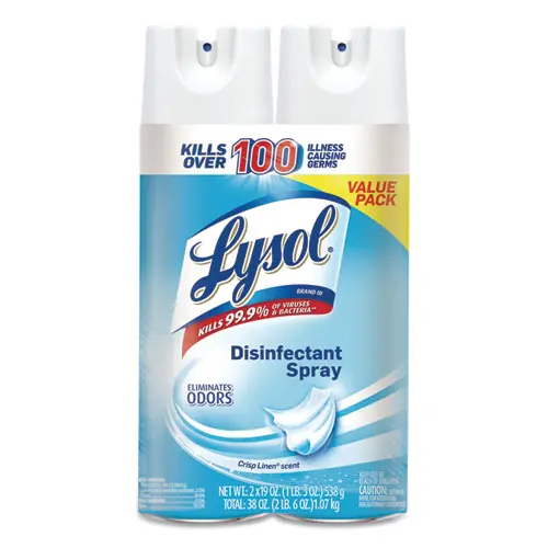 LYSOL® Brand Disinfectant Spray, Crisp Linen, 19 oz Aerosol Spray, 2/Pack, 4 Packs/Carton