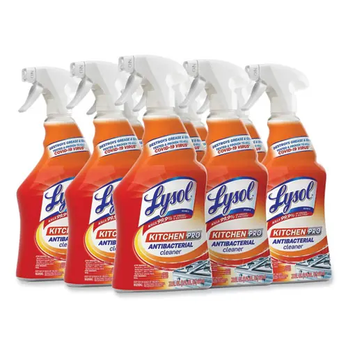 LYSOL® Brand Kitchen Pro Antibacterial Cleaner, Citrus Scent, 22 oz Spray Bottle, 9/Carton