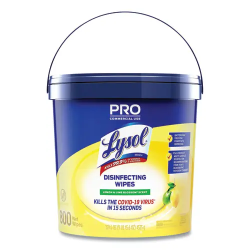 LYSOL® Brand Professional Disinfecting Wipe Bucket, Lemon and Lime Blossom, White, 800 Wipes