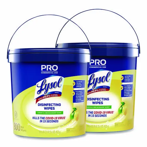 LYSOL® Brand Professional Disinfecting Wipe Bucket, Lemon and Lime Blossom, White, 800 Wipes, 2 Buckets/Carton
