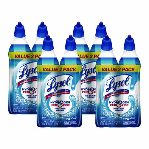 LYSOL® Brand Toilet Bowl Cleaner with Hydrogen Peroxide, Ocean Fresh, 24 oz, 2 Bottles/Pack, 4 Packs/Carton
