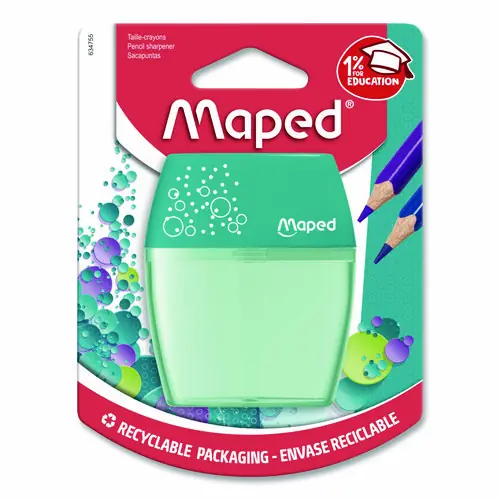 Maped Helix Shaker Two-Hole Canister Pencil Sharpener, Randomly Assorted Colors