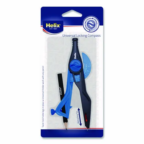 Maped Helix Universal Plastic Locking Compass, 12" Maximum Diameter, Randomly Assorted Colors