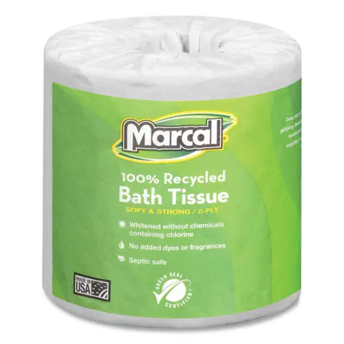 Marcal® 100% Recycled 2-Ply Bath Tissue, Individually Wrapped, 330 Sheets/Roll, 48 Rolls/Carton