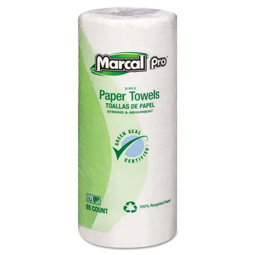 Marcal® Perforated Kitchen Towels, White, 2-Ply, 85 Sheets/Roll, 30 Rolls/Carton