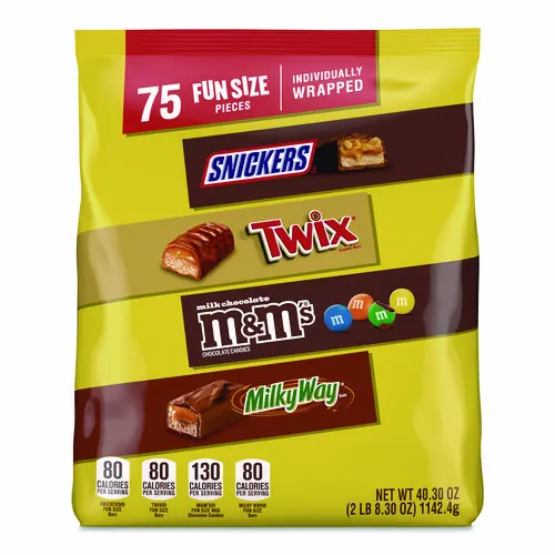 MARS Fun Size Milk Chocolate Variety Pack, Assorted, 40.3 oz, 75 Pieces