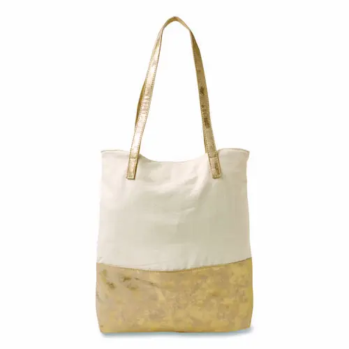 Martha Stewart Deluxe Tote Bag, Large, Beige/Gold, Fits Laptops Up to 13"