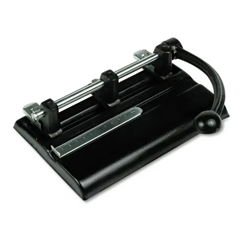 Master® 40-Sheet High-Capacity Lever Action Adjustable Hole Punch, 2 to 7 Holes, 13/32" Diameter, Black