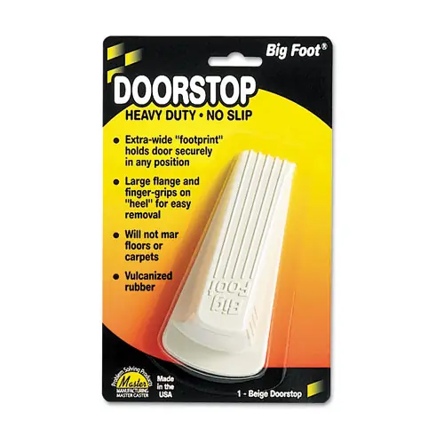 Master Caster® Big Foot Doorstop, No Slip Rubber Wedge, Beige