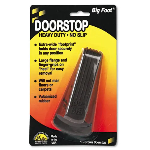 Master Caster® Big Foot Doorstop, No Slip Rubber Wedge, Brown