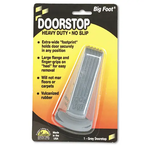 Master Caster® Big Foot Doorstop, No Slip Rubber Wedge, Gray