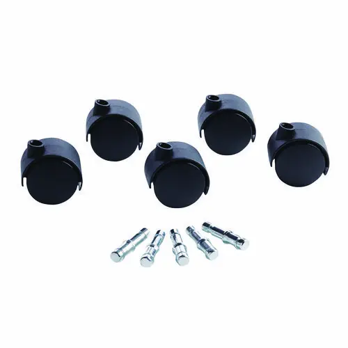 Master Caster® Deluxe Duet Hard-Wheel Casters, Grip Ring Type B Stem, Matte Black, 5/Set