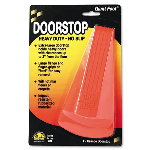 Master Caster® Giant Foot Doorstop, No-Slip Rubber Wedge, Safety Orange