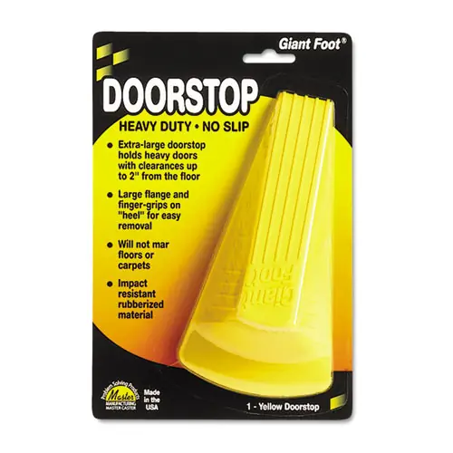 Master Caster® Giant Foot Doorstop, No-Slip Rubber Wedge, Safety Yellow