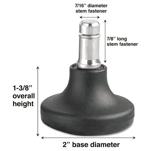 Master Caster® Low Profile Bell Glides, Grip Ring Type B Stem, Matte Black, 5/Set