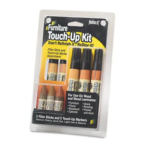 Master Caster® ReStor-It Furniture Touch-Up Kit with 5 Woodgrain Markers and 3 Filler Sticks