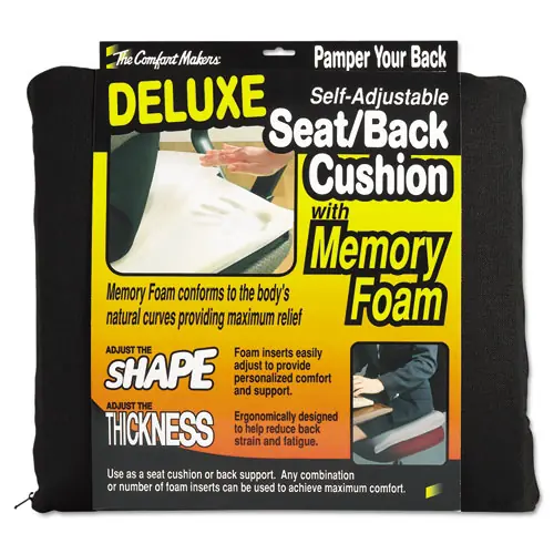 Master Caster® The ComfortMakers Deluxe Seat/Back Cushion, Memory Foam, Black