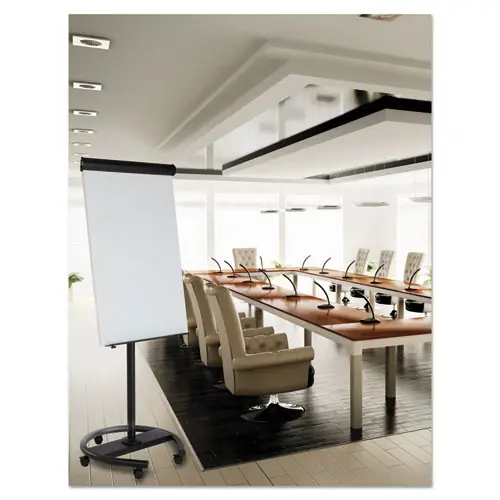 MasterVision® 360 Multi-Use Mobile Magnetic Dry Erase Easel, White Surface, Black Steel Frame