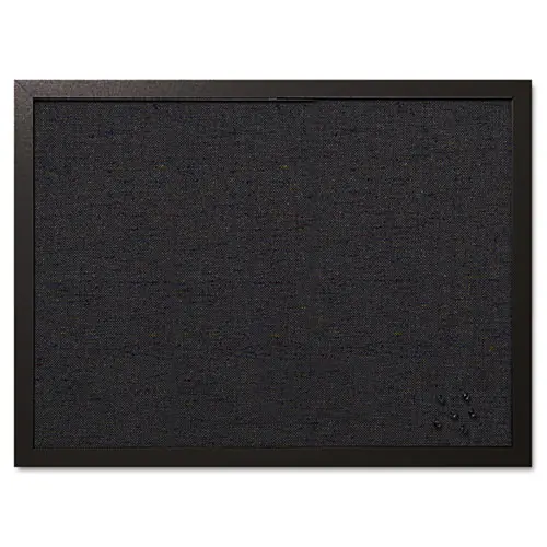 MasterVision® Designer Fabric Bulletin Board, Black Surface with Black MDF Frame, 24" x 18"