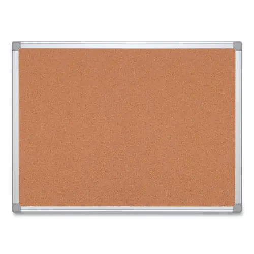 MasterVision® Earth Cork Board, 36" x 24", Tan Surface, Satin Aluminum Frame