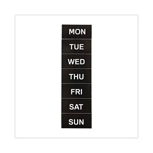 MasterVision® Heavy-Duty Board Magnet Labels, Days of the Week (Monday-Sunday), 1" Tall, White Characters, Black Background, 7/Pack