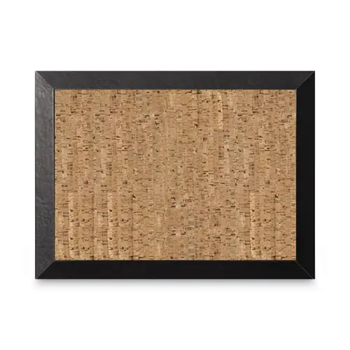 MasterVision® Natural Cork Bulletin Board, 36" x 24", Tan Surface, Black Wood Frame