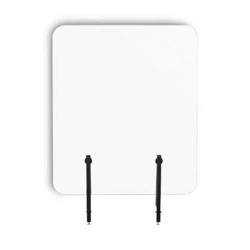 MasterVision® Protector Series Frameless Glass Desktop Divider, Clear/Aluminum