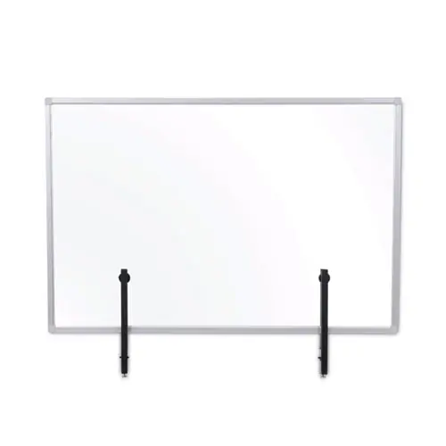 MasterVision® Protector Series Glass Aluminum Desktop Divider, Clear, 40.9" W x 0.16" D x 27.6" H