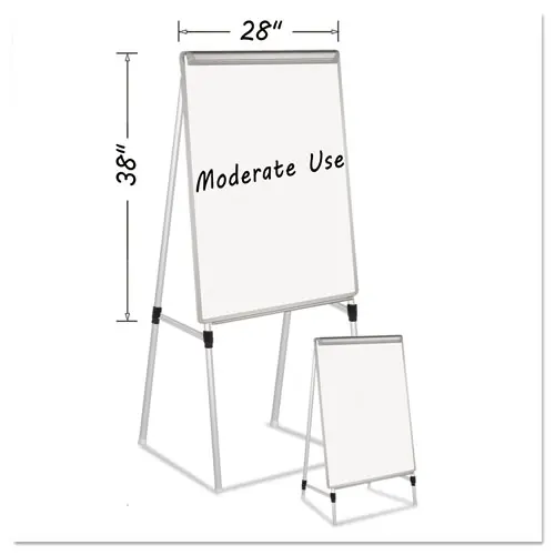 MasterVision® Silver Easy Clean Dry Erase Quad-Pod Presentation Easel, 28" x 39.5", White Surface, Black/Satin Aluminum Frame