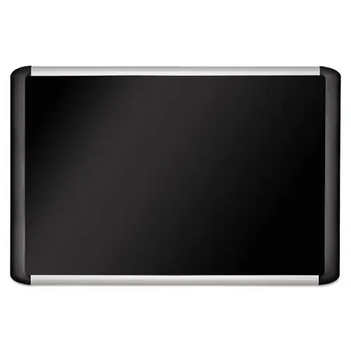 MasterVision® Soft-touch Bulletin Board, 48" x 36", Black Surface, Black/Satin Aluminum Frame