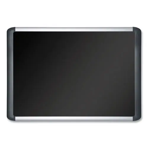 MasterVision® Soft-touch Bulletin Board, Black Surface, Black/Satin Aluminum Frame, 72" x 48"