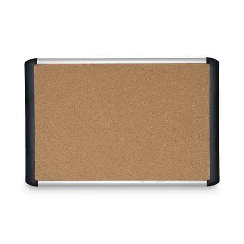 MasterVision® Tech Cork Board, 48" x 36", Tan Surface, Silver/Black Aluminum Frame