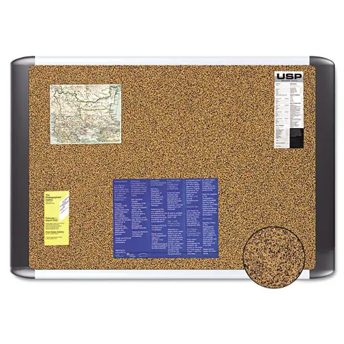 MasterVision® Tech Cork Board, Tan Surface with Silver/Black Aluminum Frame, 72" x 48"