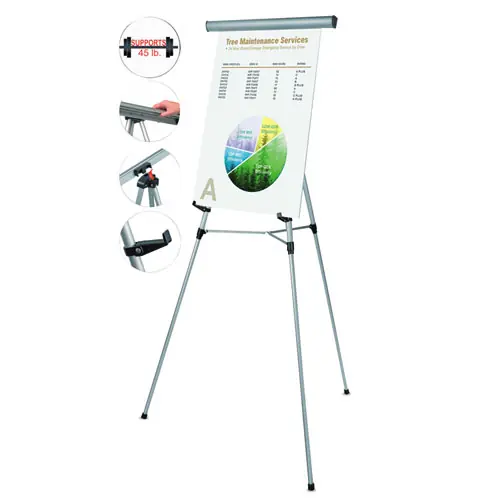 MasterVision® Telescoping Tripod Display Easel, Metal, Silver