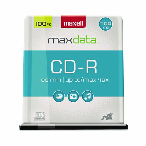 Maxell® CD-R Discs, 700 MB, 80 Minutes, 48x Speed, 100-Pack Spindle, Silver
