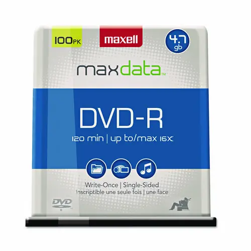 Maxell® DVD-R Recordable Disc, 4.7 GB, 16x, Gold, 100/Pack