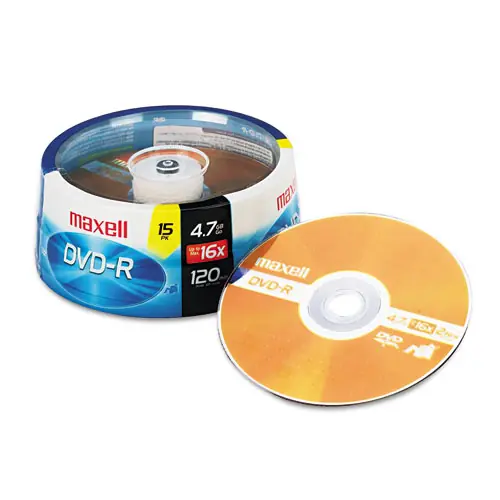 Maxell® DVD-R Recordable Disc, 4.7 GB, 16x, Spindle, Gold, 15/Pack