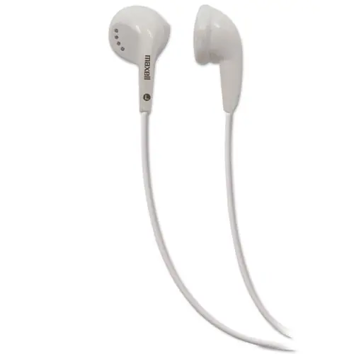 Maxell® EB-95 Stereo Earbuds, White, 4 ft Cord