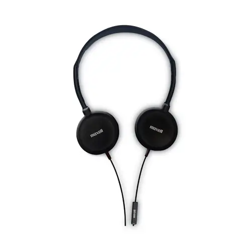 Maxell® HP200 Headphone with Microphone, 6 ft Cord, Black