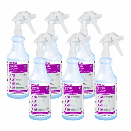 Maxim® RTU Sparkle Glass Cleaner, Safe-to-Ship, 32 oz Bottle, 6/Carton