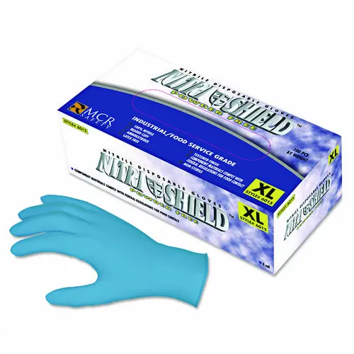 MCR™ Safety Disposable Nitrile Gloves, Large, 4 mil, Powder-Free, 100/Box