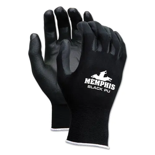 MCR™ Safety Economy PU Coated Work Gloves, Black, X-Large, Dozen