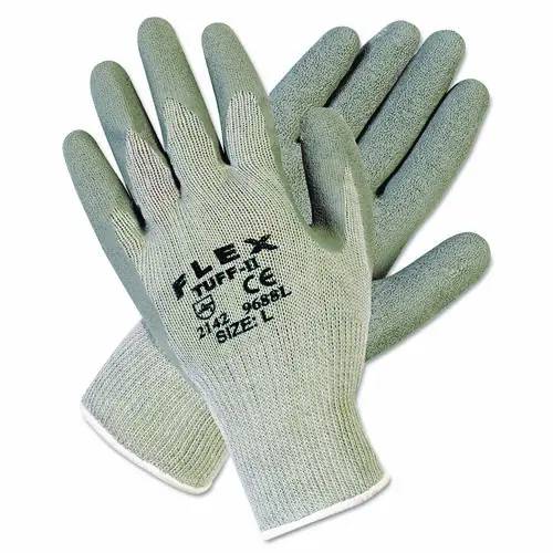 MCR™ Safety FlexTuff Latex Dipped Gloves, Gray, Large, 12 Pairs